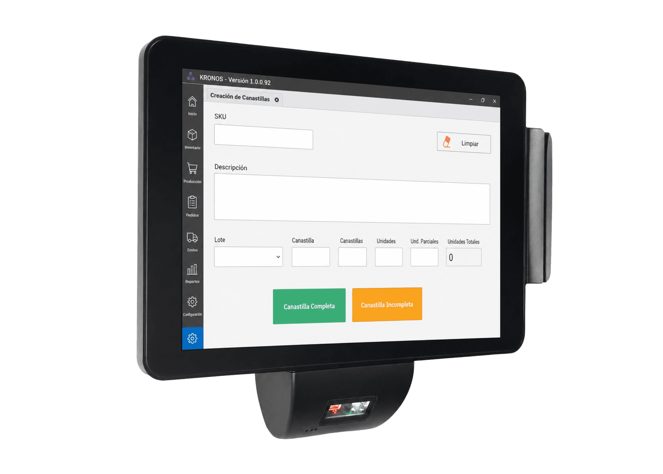 Pantalla de KRONOS para trazabilidad, producción, inventarios y despachos en la industria de alimentos